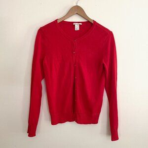 Basic H&M Red Button Up Sweater Size Small